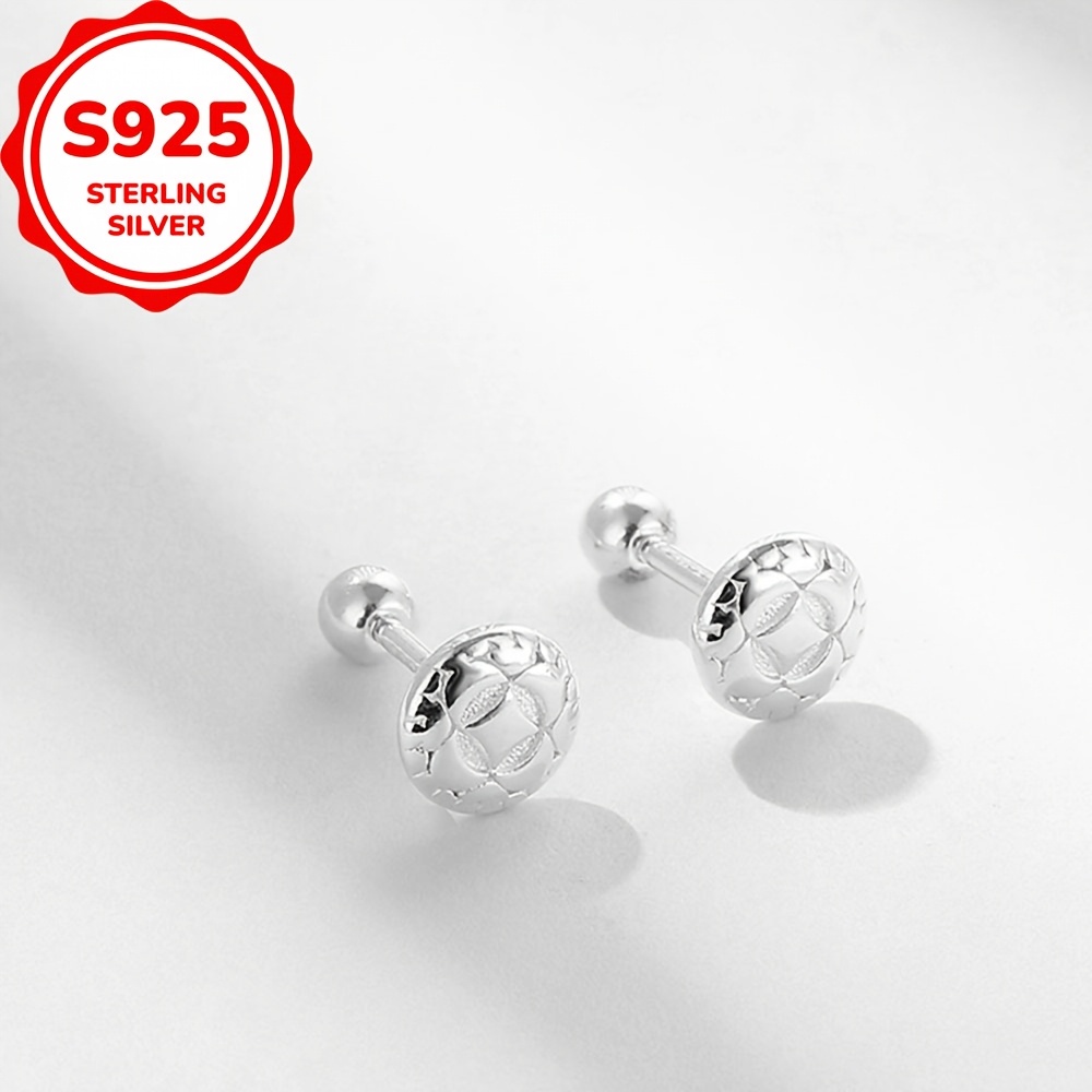 925 Sterling Silver Circle Square Ear Studs for Daily Dressing